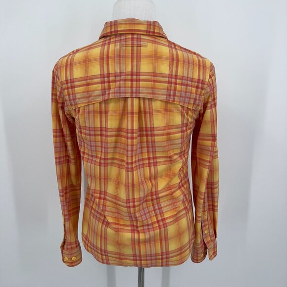 Duluth Trading Co. Womens Plaid Button-Down Shirt M Yellow/Red Long Sleeve - Picture 3 of 6